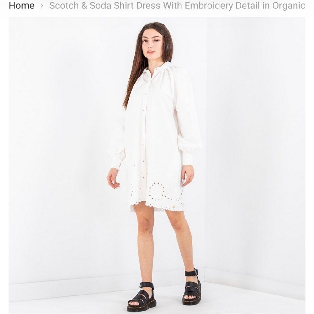 Scotch & Soda Shirt Dress With Embroidery Eyelet Detail Size 38/8
